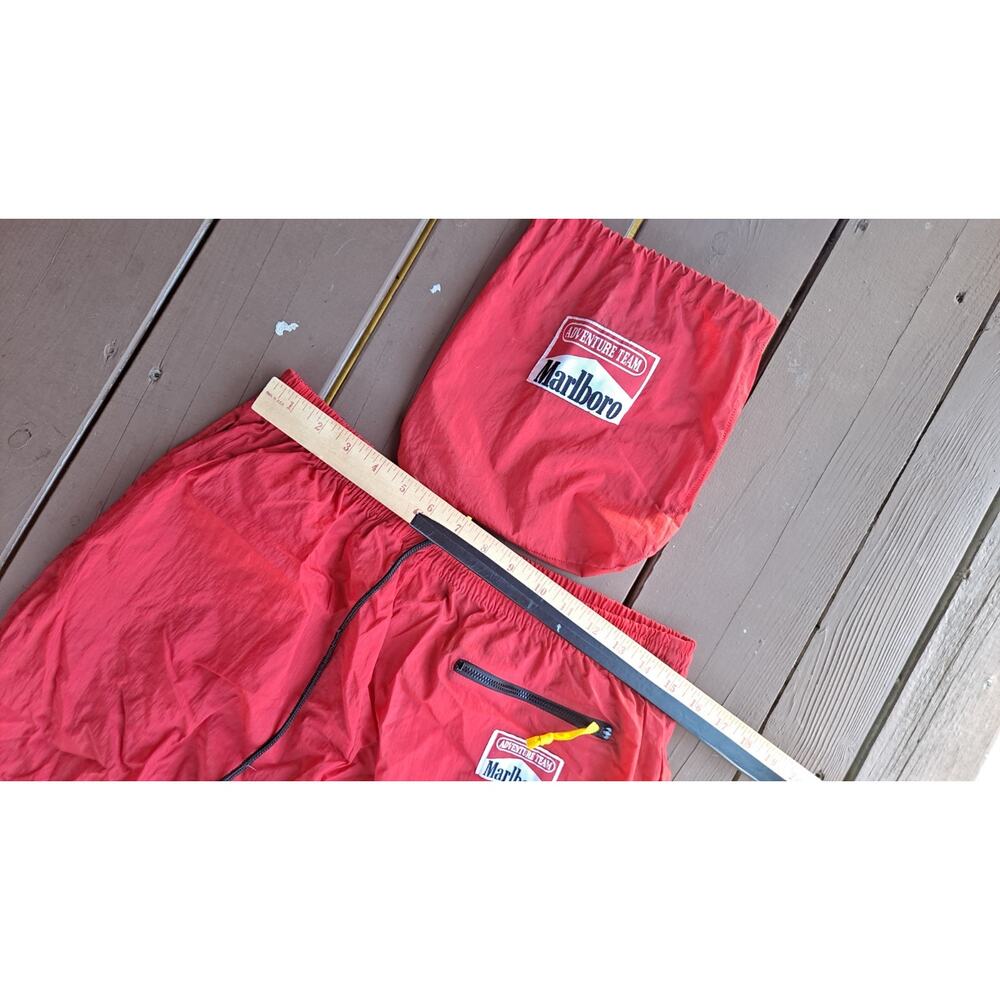 Vintage Marlboro Windbreaker Track Pants Mens Red Adventure Team Nylon Large 90s